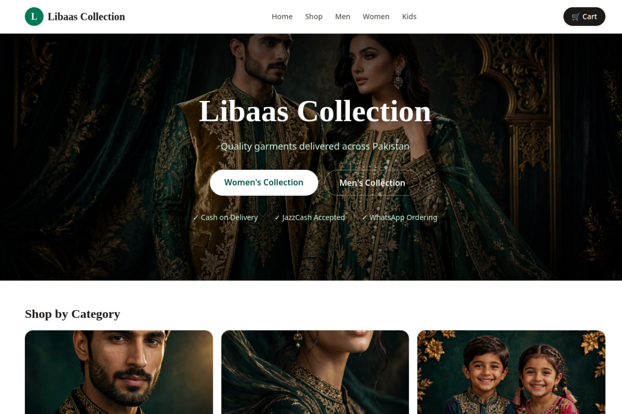 Libaas Collection website screenshot